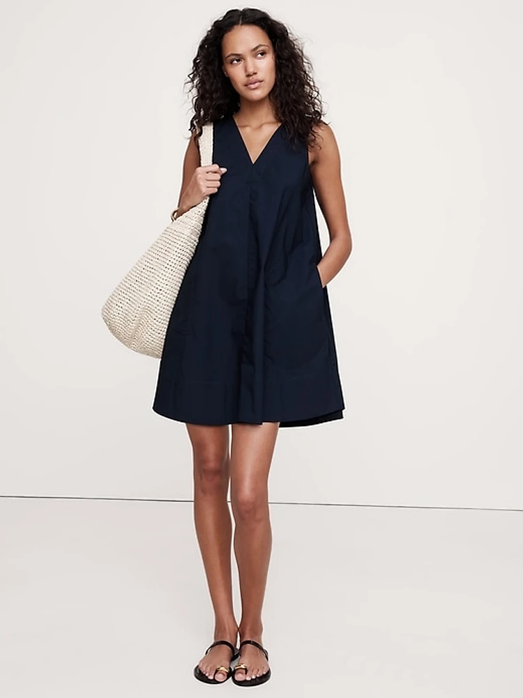 Cotton Poplin Swing Mini Dress