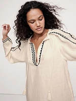 Embroidered Linen Peasant Dress