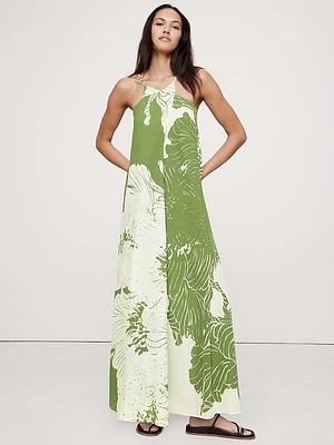 Matte Silk Cross-Front Maxi Dress