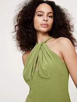 Matte Silk Halter Maxi Dress