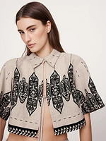 Linen Tie-Front Cropped Shirt