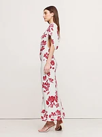 Stretch-Crepe Asymmetrical Open-Back Maxi Dress