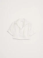 Oversized Linen Cropped Resort Shirt