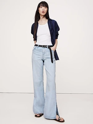 The Icon Classic Mid-Rise Wide-Leg Split-Hem Jean