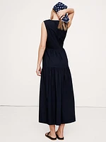 Cotton Poplin Wrap Maxi Dress
