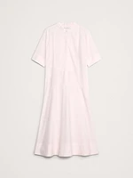 Cotton Poplin Tuxedo-Front Midi Dress