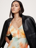 Crepe V-Neck Maxi Dress