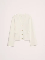Cotton-Silk Flare-Sleeve Cardigan