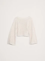 Cotton Crochet-Style Cropped Sweater