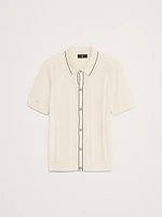 Ribbed-Stripe Cotton Resort Shirt