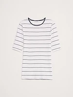 Ribbed Elbow-Sleeve T-Shirt