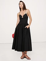Stretch-Cotton Poplin Long Midi Dress