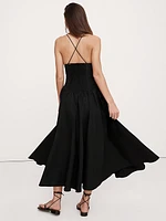 Stretch-Cotton Poplin Long Midi Dress