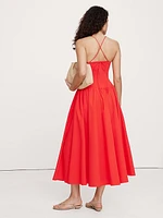 Stretch-Cotton Poplin Long Midi Dress