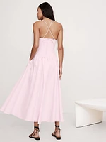 Stretch-Cotton Poplin Long Midi Dress