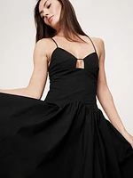 Stretch-Cotton Poplin Long Midi Dress