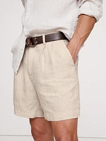 7" Textured Stripe Pleated Short
