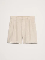 7" Textured Stripe Pleated Short