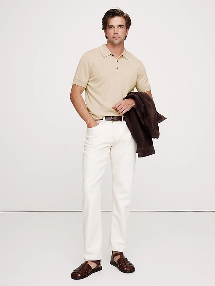Cashmere-Silk Short-Sleeve Sweater Polo