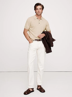 Cashmere-Silk Short-Sleeve Sweater Polo
