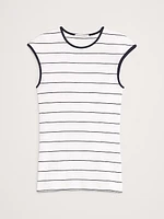 Ribbed Cap-Sleeve T-Shirt