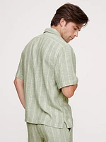Standard-Fit Stripe Linen-Viscose Resort Shirt