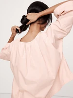 Oversized Cotton Poplin Shirred Top