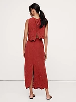 TENCEL™-Linen Eyelet Long Midi Skirt