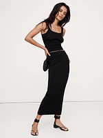 Crinkle-Knit Long Midi Skirt