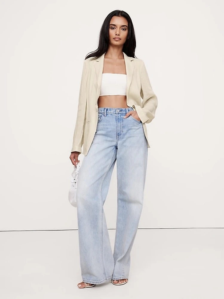 Linen-Viscose Open-Back Blazer
