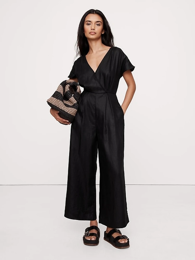 Linen V-Neck Jumpsuit