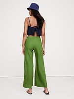 Mid-Rise Kick-Flare Linen Ankle Pant
