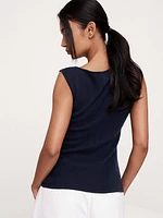 Lightweight Cashmere Drawstring-Hem Tank
