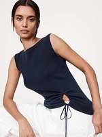 Lightweight Cashmere Drawstring-Hem Tank