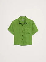 Boxy Linen Short-Sleeve Shirt