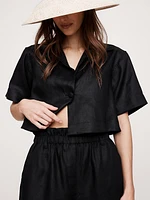 Linen Paperbag-Waist Pull-On 3.5" Short