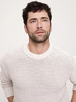 Cotton-Linen Blend Crew-Neck Sweater