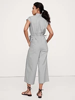 Cotton Poplin Wide-Leg Cropped Jumpsuit
