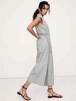 Cotton Poplin Wide-Leg Cropped Jumpsuit