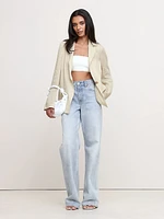 Linen-Viscose Open-Back Blazer