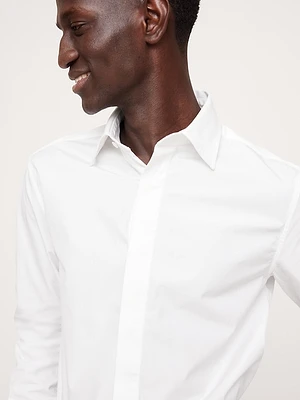 Slim-Fit Cotton Poplin Tuxedo Shirt with Spread Collar