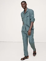 Straight Linen Pull-On Pant
