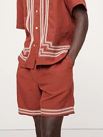 Embroidered TENCEL™-Linen Pull-On Short
