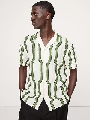 Standard-Fit Embroidered Linen Resort Shirt