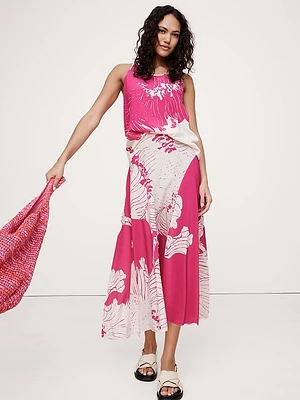 Matte Silk Midi Skirt