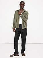 Standard-Fit Embroidered Linen Long-Sleeve Resort Shirt