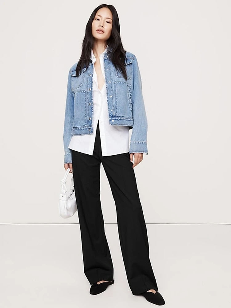 High-Rise Modern Straight Siena Italian Wool Pant