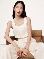 Linen Square-Neck Cropped Tank