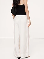 Wide-Leg Pull-On Linen Ankle Pant