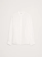 Standard-Fit Linen Banded-Collar Shirt